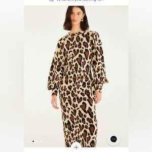 NEW Farm rio Leopard Print knit Midi Dress S